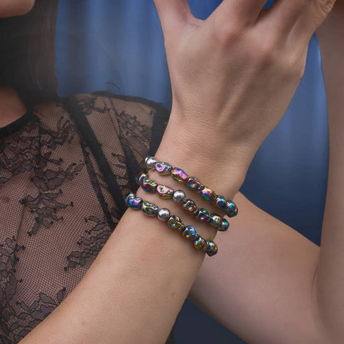Regenbogen-Requiem | Totenkopf-Armband 