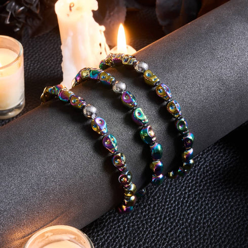 Regenbogen-Requiem | Totenkopf-Armband 