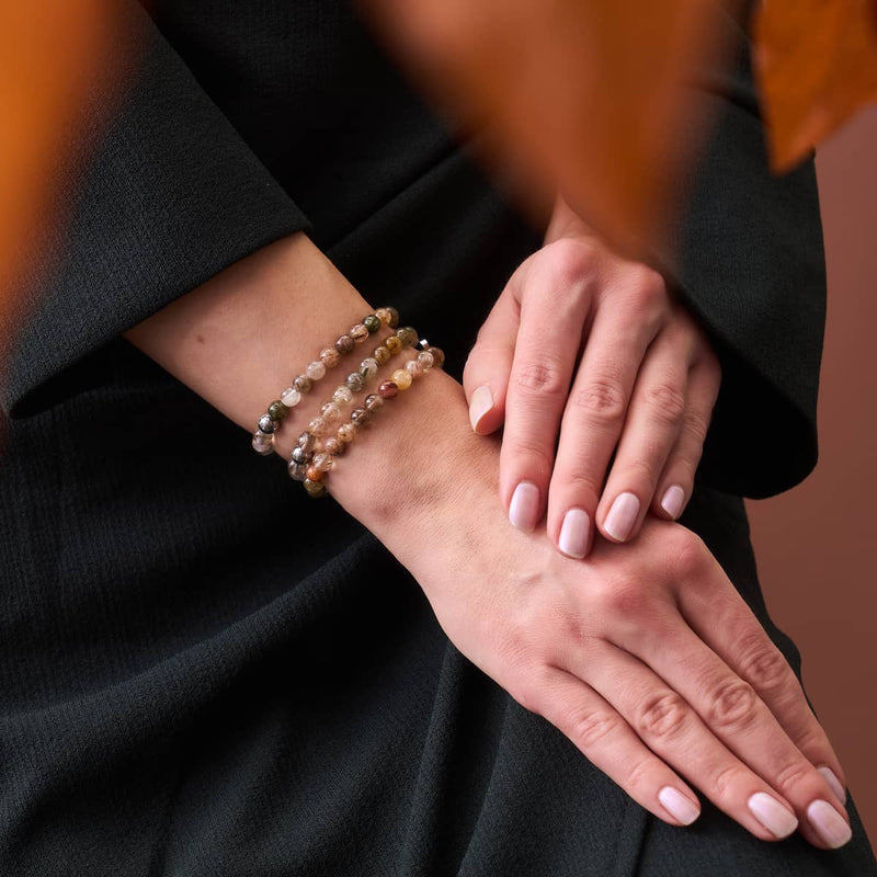 Kastanienquarz | Silber | Heilendes Edelsteinperlenarmband 