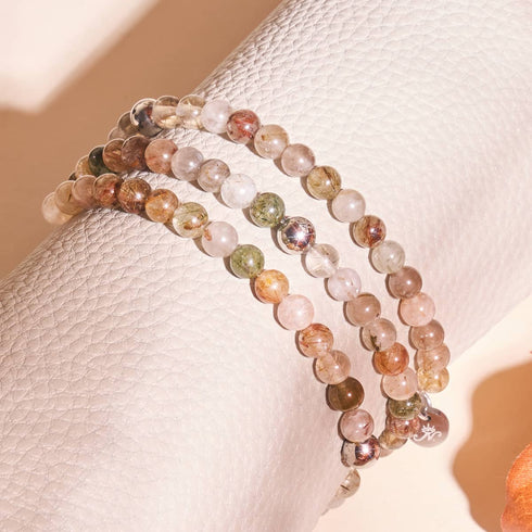 Kastanienquarz | Silber | Heilendes Edelsteinperlenarmband 