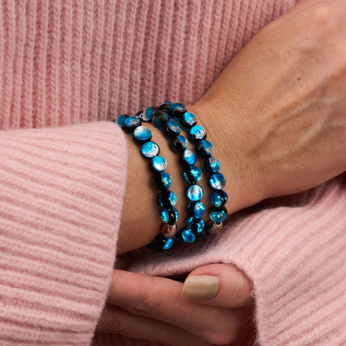 Blaue Sonnenfinsternis | 925 Sterling Silber | Mondglas-Armband 