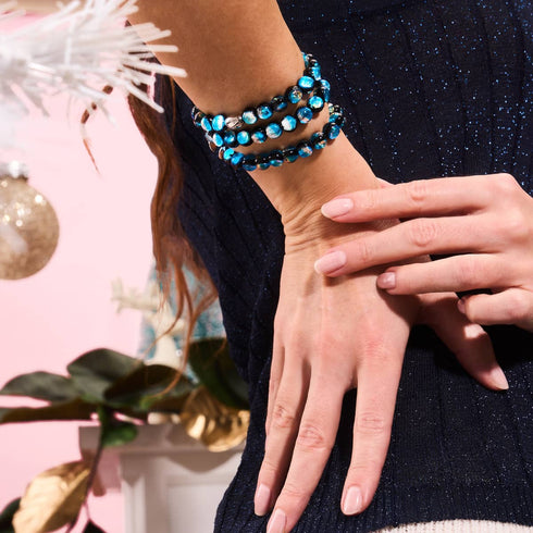 Blaue Sonnenfinsternis | 925 Sterling Silber | Mondglas-Armband 