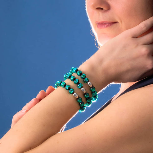 Grüner Astra | 925 Sterling Silber | Solarglas-Armband 