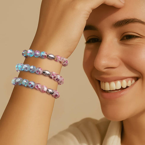 Rosa Sonnenfinsternis | 925 Sterling Silber | Mondglas-Armband