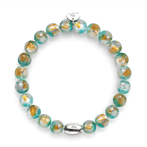 Blaugrüner Mond | 925 Sterling Silber | Mondglas-Armband