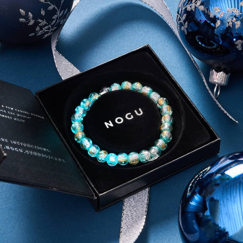 Blaugrüner Mond | 925 Sterling Silber | Mondglas-Armband