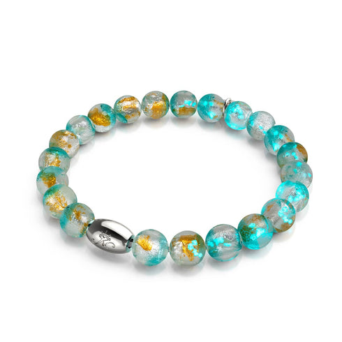 Blaugrüner Mond | 925 Sterling Silber | Mondglas-Armband