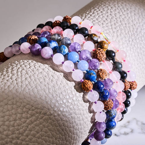Shaolin-Mönch | Edelstein-Rudraksha | Spirituelles Mala-Wrap