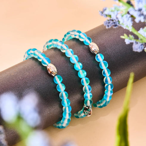 Aquamarin | 925er Sterlingsilber | Meerjungfrau-Glasperlenarmband 