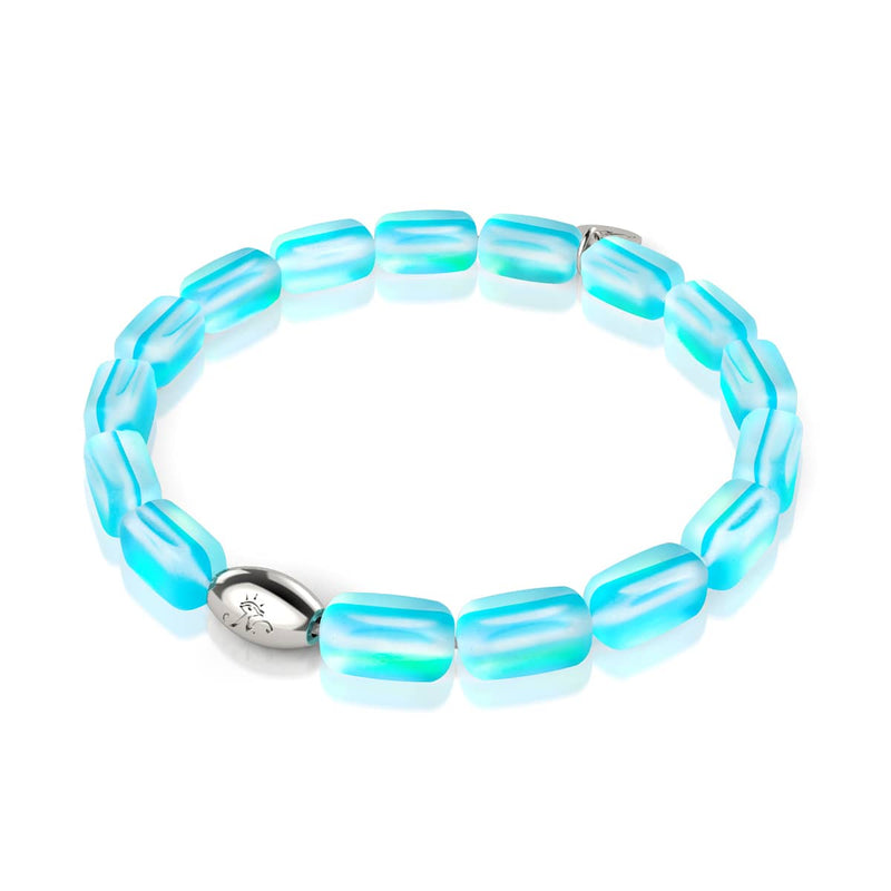 Aquamarin | 925 Sterling Silber | Meerjungfrau Glaskiesel Armband 