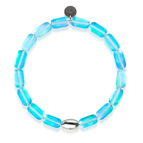 Aquamarin | 925 Sterling Silber | Meerjungfrau Glaskiesel Armband 