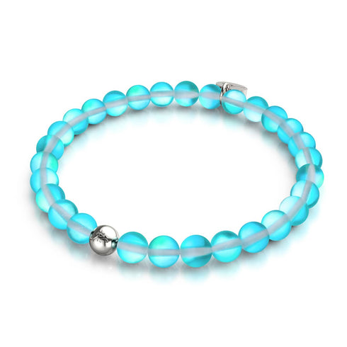 Aquamarin | Silber | Meerjungfrau Glasperlenarmband 