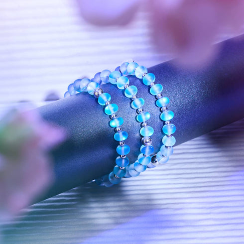 Aquamarin | Silber | Meerjungfrau Glas Macaron Armband 