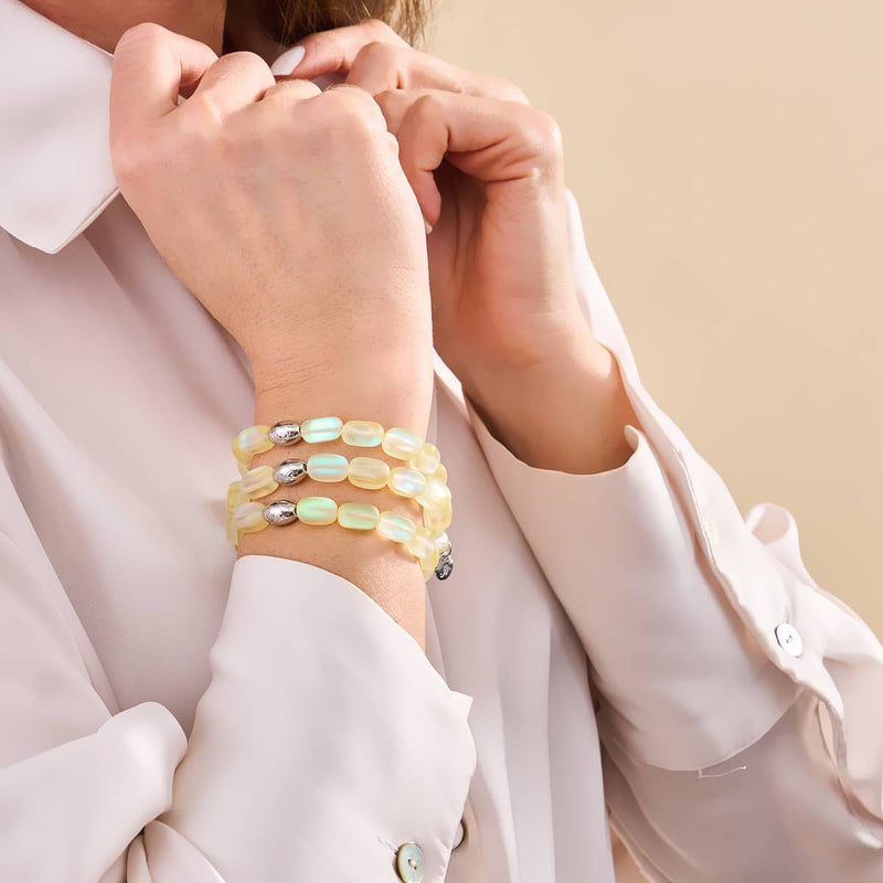 Kanarienvogel | 925 Sterling Silber | Meerjungfrau Glaskiesel Armband 