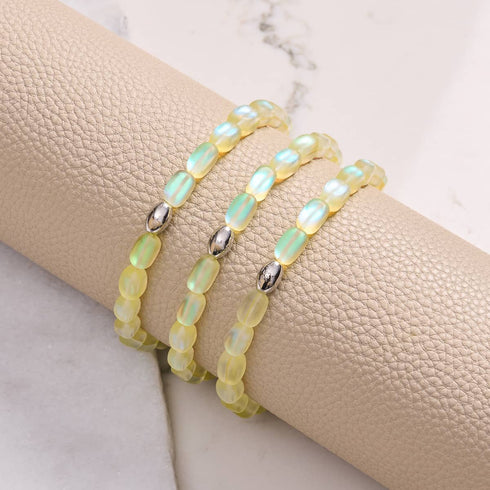 Kanarienvogel | 925 Sterling Silber | Meerjungfrau Glaskiesel Armband 