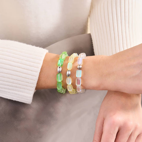 Kanarienvogel | 925 Sterling Silber | Meerjungfrau Glaskiesel Armband 