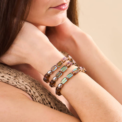 Schokolade | 925 Sterling Silber | Meerjungfrau Glaskiesel Armband 