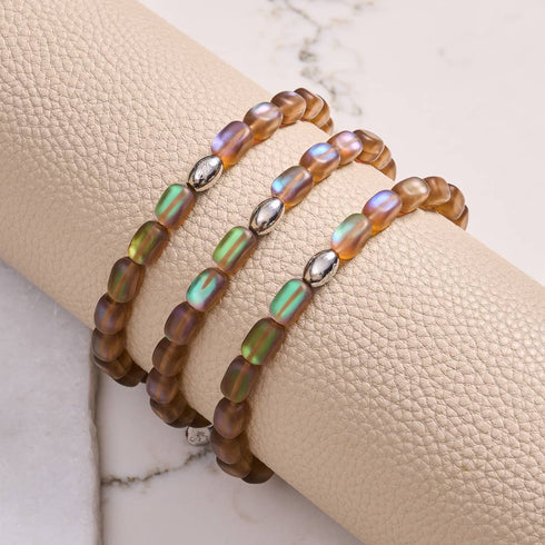Schokolade | 925 Sterling Silber | Meerjungfrau Glaskiesel Armband 