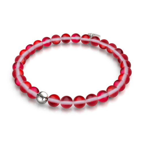 Dunkles Zinnoberrot | Silber | Meerjungfrau Glasperlenarmband 