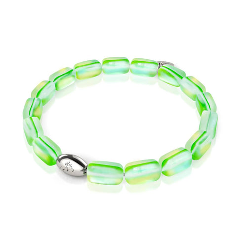 Smaragd | 925er Sterlingsilber | Meerjungfrau-Glaskieselarmband 