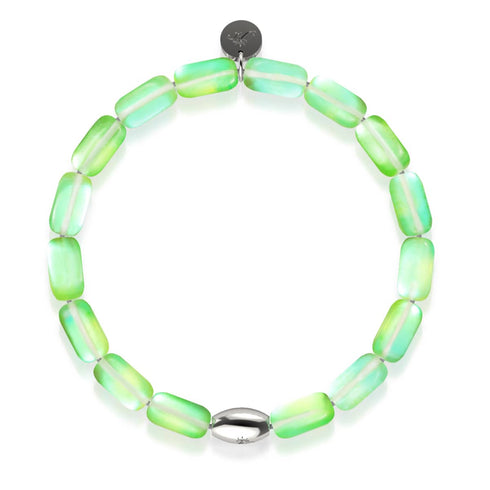Smaragd | 925er Sterlingsilber | Meerjungfrau-Glaskieselarmband 