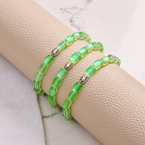 Smaragd | 925er Sterlingsilber | Meerjungfrau-Glaskieselarmband 