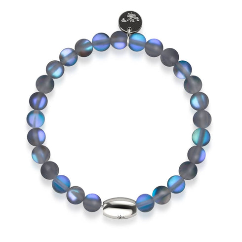 Grau | 925 Sterling Silber | Meerjungfrau Glasperlenarmband 
