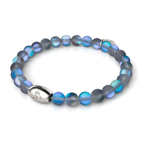 Grau | 925 Sterling Silber | Meerjungfrau Glasperlenarmband 