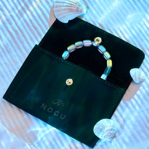 Grau | 925 Sterling Silber | Meerjungfrau Glaskiesel Armband 