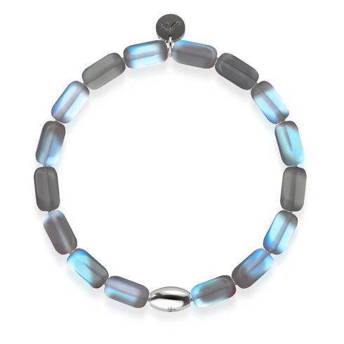 Grau | 925 Sterling Silber | Meerjungfrau Glaskiesel Armband 