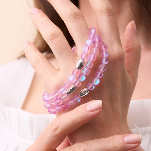 Lavendel | 925 Sterling Silber | Meerjungfrau Glasperlenarmband 
