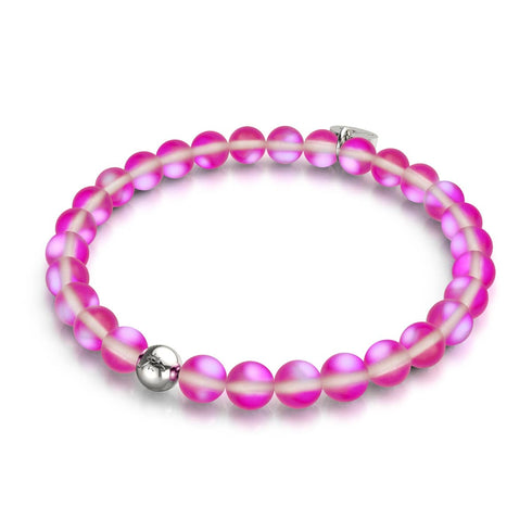 Magenta | 925 Sterling Silber | Meerjungfrau Glasperlenarmband 