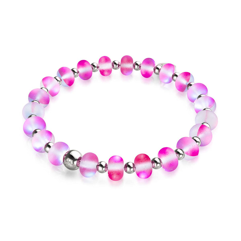 Magenta | Silber | Meerjungfrau Glas Macaron Armband 