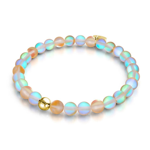 Pfirsich | 925 Sterling Gold Vermeil | Meerjungfrau Glasperlenarmband 