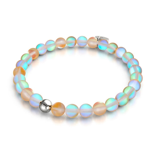Pfirsich | 925 Sterling Silber | Meerjungfrau Glasperlenarmband 