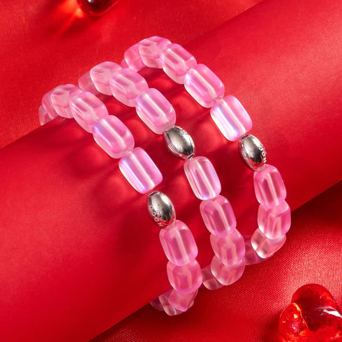 Rosa | 925 Sterling Silber | Meerjungfrau Glaskiesel Armband 