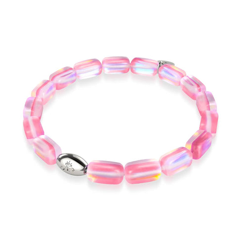 Rosa | 925 Sterling Silber | Meerjungfrau Glaskiesel Armband 