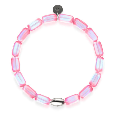 Rosa | 925 Sterling Silber | Meerjungfrau Glaskiesel Armband 