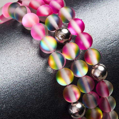 Rosa Limonade | Silber | Meerjungfrau Glasperlenarmband 