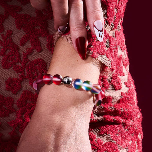 Granatapfel | Silber | Meerjungfrau Glas Statement Armband 