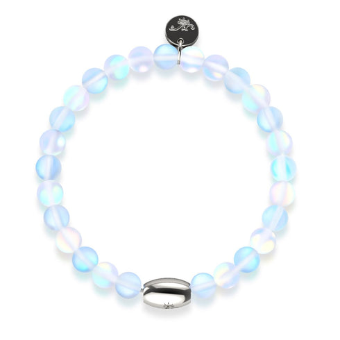 Regenbogenweiß | 925 Sterling Silber | Meerjungfrau Glasperlenarmband 