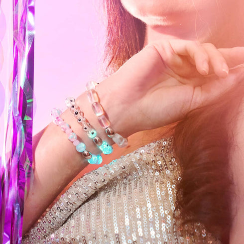 Regenbogenweiß | 925 Sterling Silber | Meerjungfrau Glaskiesel Armband