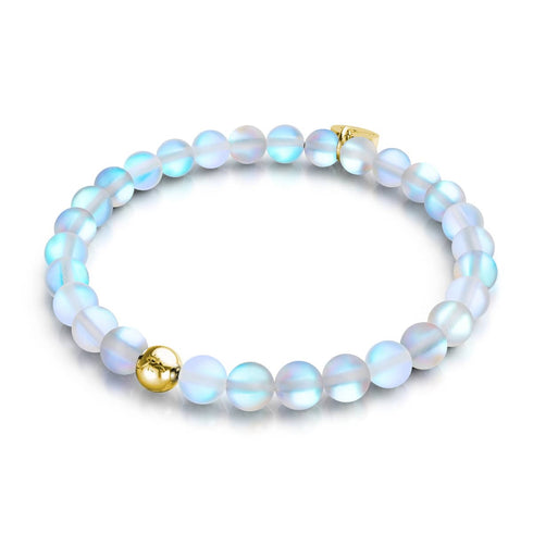 Regenbogenweiß | Gold | Meerjungfrau Glasperlenarmband 
