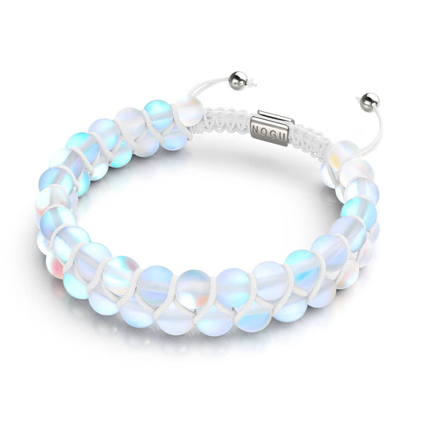 NOGU.studio - NOGU - Mermaid Glass Bracelets - Rainbow White | Silver | Double Mermaid Glass Bracelet