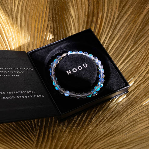 Regenbogenweiß | Silber | Meerjungfrau Glasperlenarmband