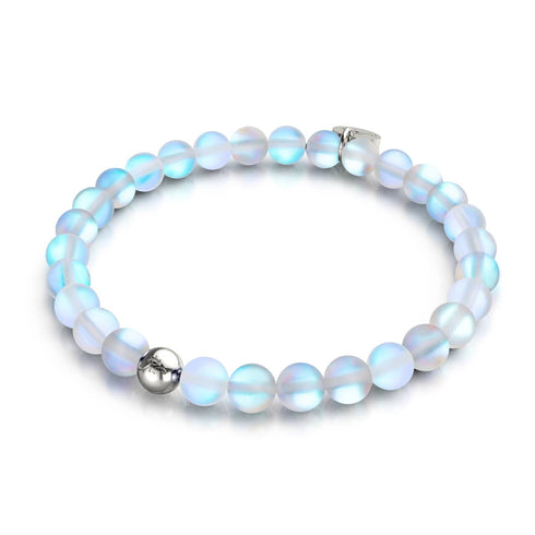 Regenbogenweiß | Silber | Meerjungfrau Glasperlenarmband