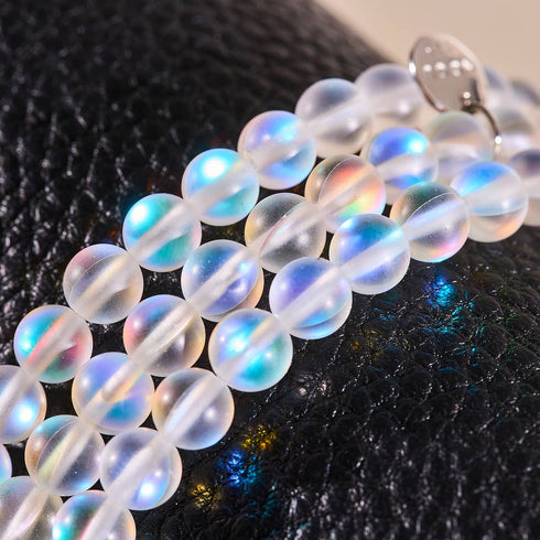 Regenbogenweiß | Silber | Meerjungfrau Glasperlenarmband