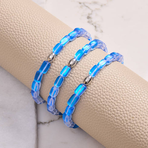 Saphir | 925er Sterlingsilber | Meerjungfrau-Glaskieselarmband 
