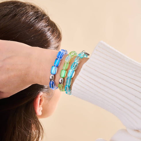 Saphir | 925er Sterlingsilber | Meerjungfrau-Glaskieselarmband 