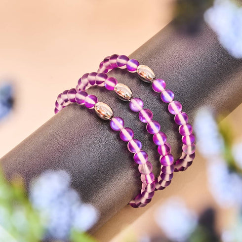 Violett | 925 Sterling Silber | Meerjungfrau Glasperlenarmband 